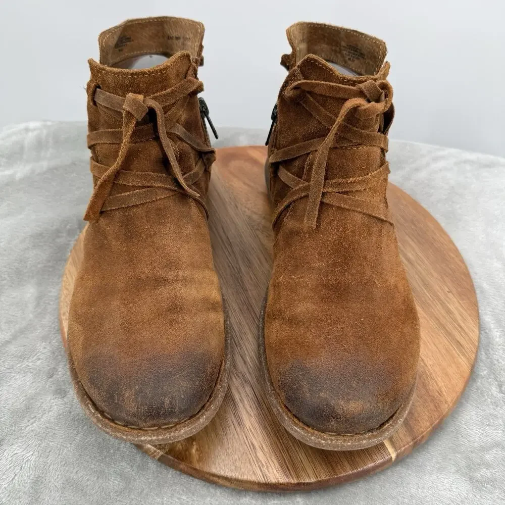 Born Tarkiln Boots Womens 8.5 Brown Distressed Ankle Boot Leather Zip - Picture 3 of 12